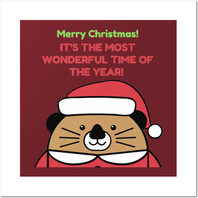 Merry Christmas Santa Bear Wall Art by Christamas Clothing